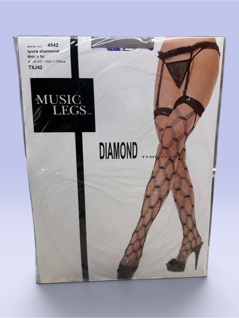 Music Legs Lycra Diamond Lace Thigh Hi Garterbelt Stockings 4542 Purple 100-175